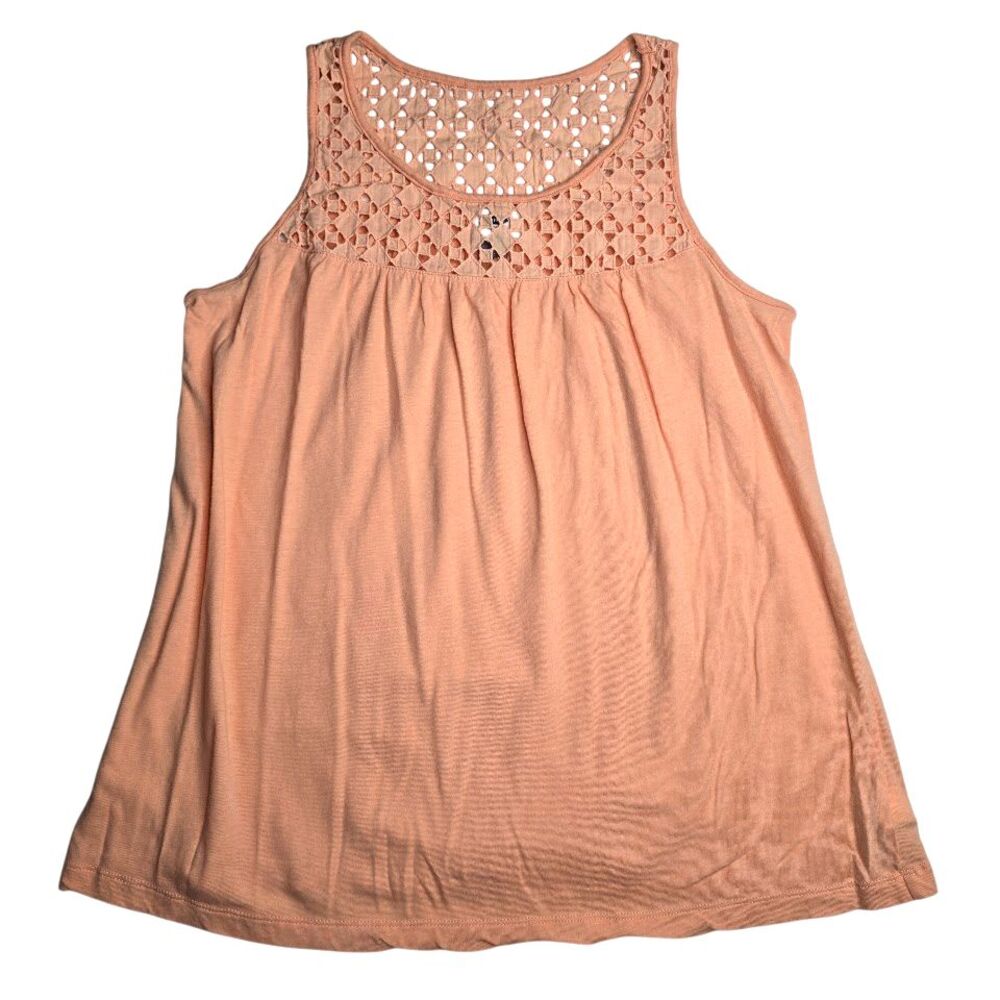 Old Navy Tank Top Womens Medium Peach Boho Eyelet Lace Peasant Core